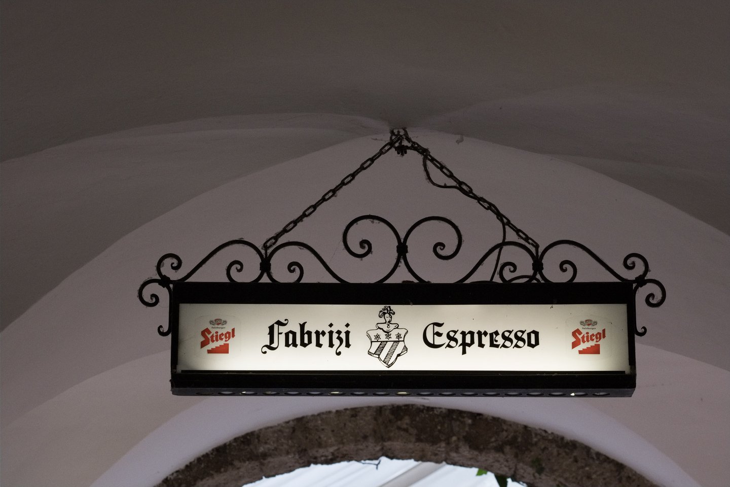 Espresso shop in a covered passage off the Getreidegasse in Salzburg old town