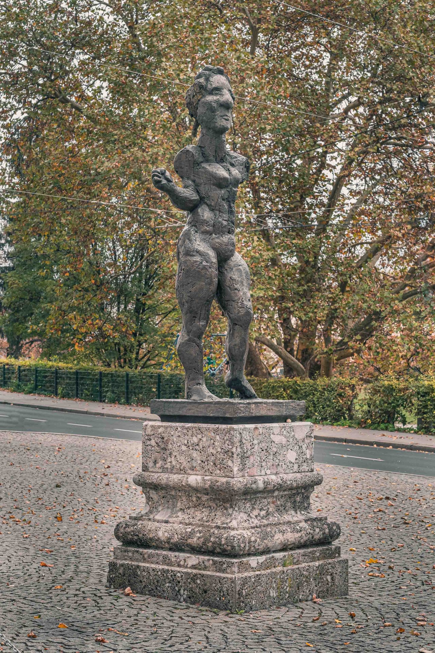 Homage to Mozart bronze sculpture by Markus Luepertz on Ursulinenplatz in Salzburg, part of the Walk of Modern Art