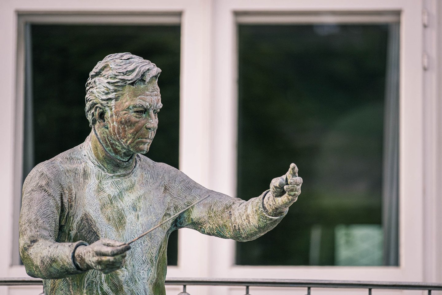 Herbert von Karajan statue near Mozart's Birthplace at Makartsteg in Salzburg