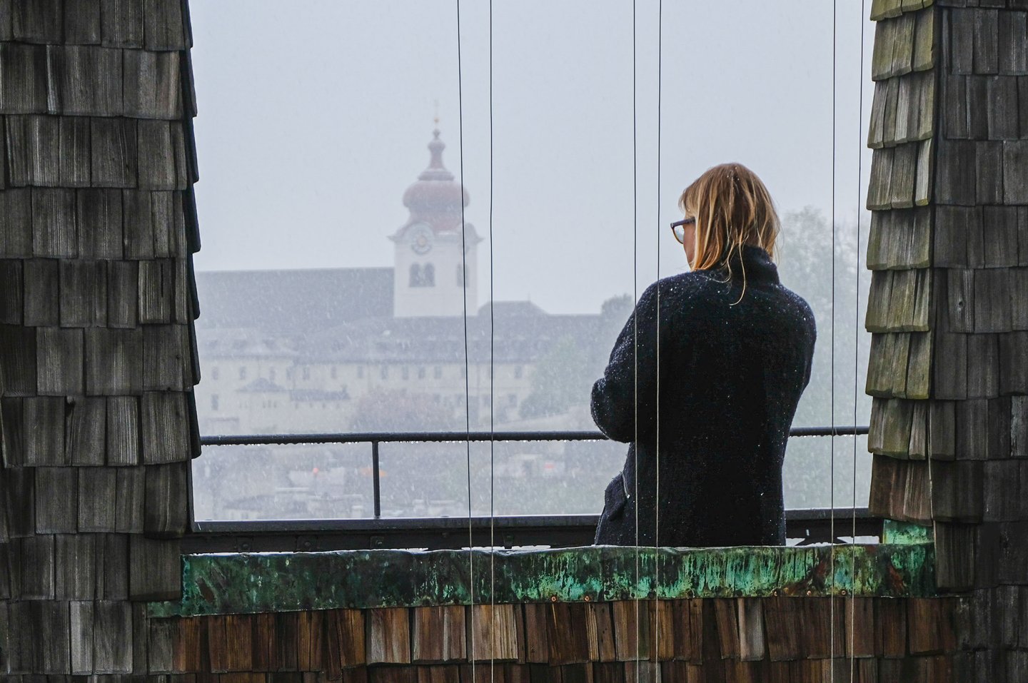 View toward Nonnberg Abbey from the Glockenspiel tower of the Neue Residenz in Salzburg