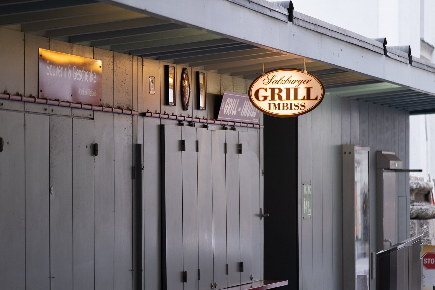Salzburger Grill Imbiss Wurstelstand sausage stand in Salzburg