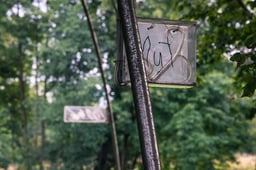 Ziffern im Wald artwork by Mario Merz on the Moenchsberg in Salzburg, part of the Walk of Modern Art
