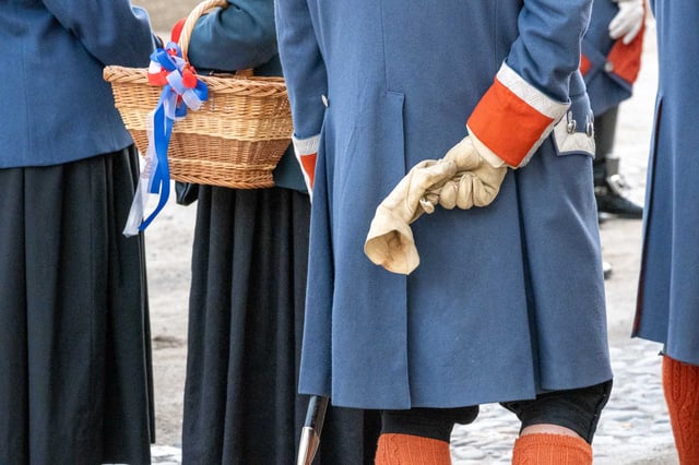 Buergergarde uniform gloves detail at Hohensalzburg Fortress in Salzburg
