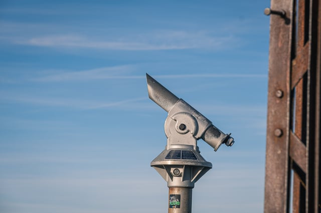 Coin-operated viewing telescope on the Geiereck summit platform on the Untersberg in Salzburg.